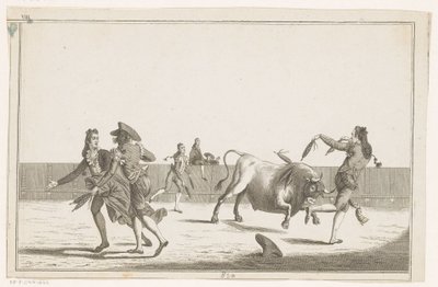 Touro é desafiado com banderillas Coleccion de las principales suertes de una corrida de toros (título da série no objeto) Colecção das manobras tauromáquicas mais importantes (título da série) de Anonymous