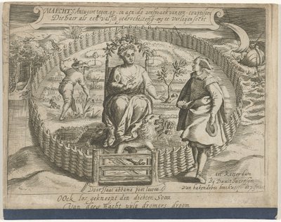 Página de rosto do panfleto: Maechts responde contra, on e aen, o discurso de uma cortesã / Die haer als een falsa monstruosidade, língua-erg to leijen socht, 1617 de Anonymous