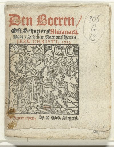 Página de título para: Den Boeren / Oft Schapers Almanach For 