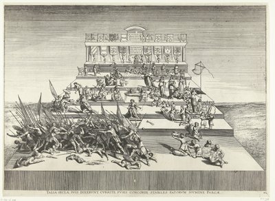 Drama sobre guerra e paz; entrada de Fernão em Gand em 1635 (nº 42)
Talia secla, suis dixerunt, currite, fusis concordi estabiles factorum numine parcae (título sobre o objecto)
Theatrum Genethliacon Caroli V de Anonymous