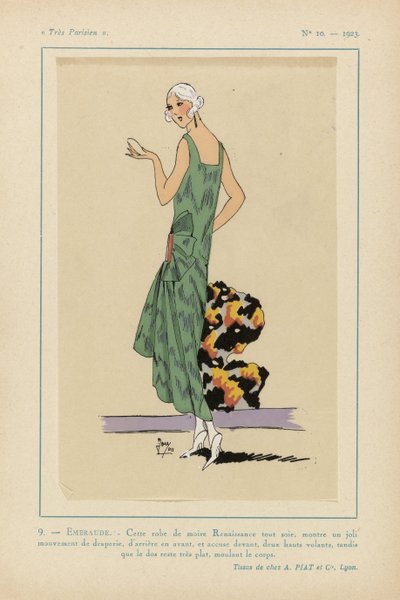 Muito parisiense, 1923, nº 10: 9. - ESMERALDA. - Este vestido moiré renascentista.... de Anonymous