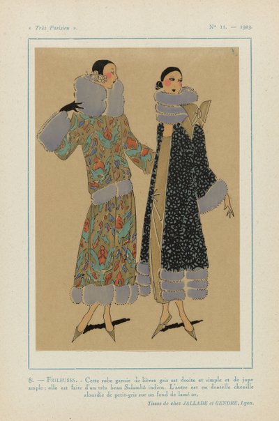Muito parisiense, 1923, nº 11: 8. - FRILEUSES. - Este vestido enfeitado com lebre cinza... de Anonymous