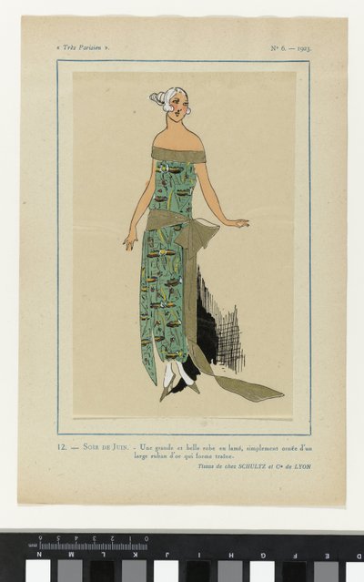 Très Parisien, 1923, No. 6: 12. - Um vestido grande e bonito... de Anonymous