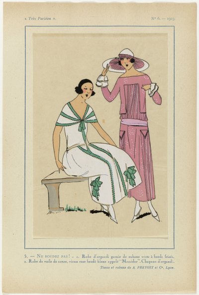 Très Parisien, 1923, No. 6: 5. - 1. vestido organdy... de Anonymous