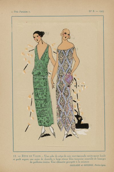 Muito parisiense, 1923, nº 8: 11.- SONHO DE VALSA. - Um vestido de crepe de seda... de Anonymous