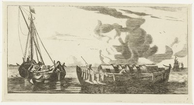 Dois navios: um isqueiro Amsterdam e um isqueiro Wieringer Seascapes e imagens de navios (título da série) de Anonymous