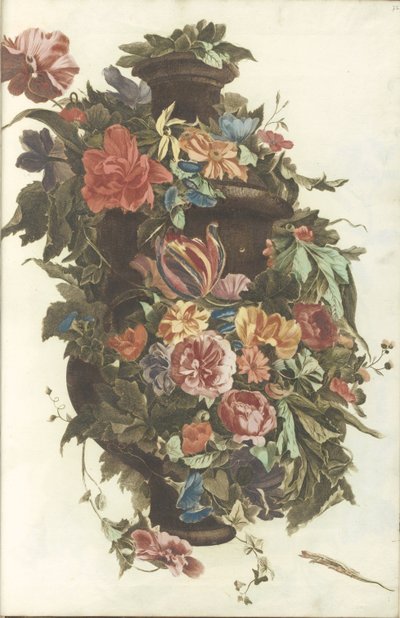 Vaso cercado por guirlanda floral de Anonymous