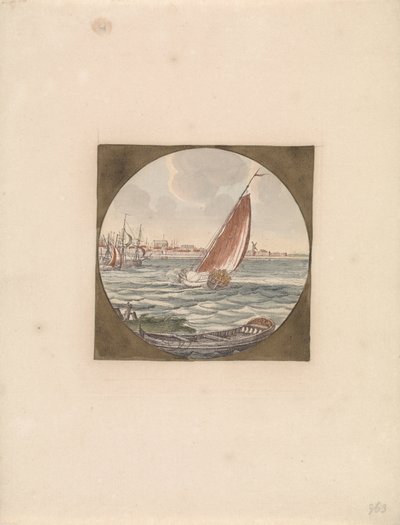 Veleiro no mar e um declive em primeiro plano
Navios no mar (série B) (título da série) de Anonymous