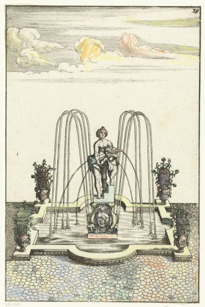 Bacia quadrada com protuberâncias semicirculares Architectura Curiosa Nova (título da série) de Anonymous