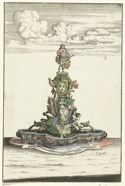 Bacia quadrada com protuberâncias semicirculares Architectura Curiosa Nova (título da série) de Anonymous