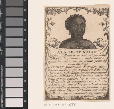 Cartão de visita da papelaria Larcher em Paris A la teste noir (título no objeto) de Anonymous