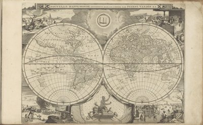 Wereldkaart Novo Mapa do Mundo (título no objeto) As Índias Orientais e Ocidentais e Outros Lugares (título da série) de Anonymous