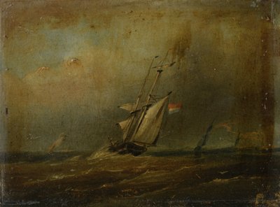 Mar agitado com navios à vela de Anonymous