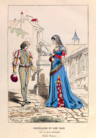 A chatelaine et son page au 15th century - Chatelaine and her page 15th century - collection privee de Anonymous Anonymous
