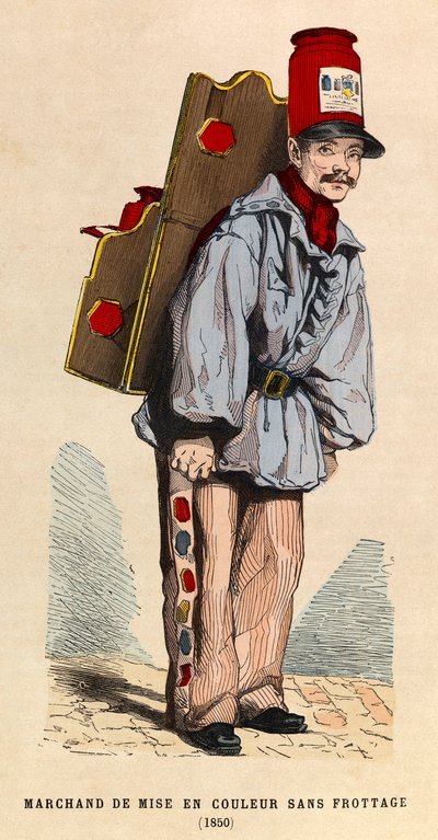 Um comerciante de corantes sem fricção em Paris em 1850 - coleção particular de Anonymous Anonymous