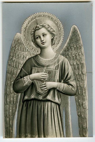 Um anjo músico tocando a cítara (impresso) de Anonymous Anonymous
