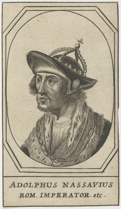 Adolphe de Nassau (1250-1298) - Adolfo de Nassau, Rei dos Romanos, Anónimo. Gravura, tamanho : 10,8x6,2 de Anonymous Anonymous