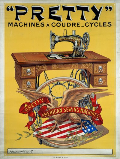 Cartaz publicitário para máquina de costura americana "Pretty", século 20. Colecção privada. de Anonymous Anonymous