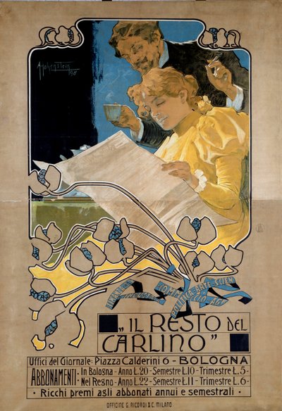 Cartaz publicitário para "Il resto del Carlino". de Anonymous Anonymous