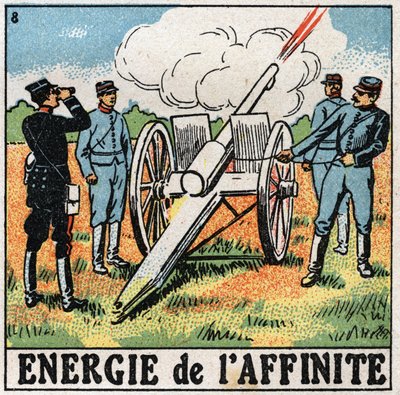Energia de afinidade: artilheiros a disparar explosivos. Ilustração anónima de 1925. Coleção privada. de Anonymous Anonymous