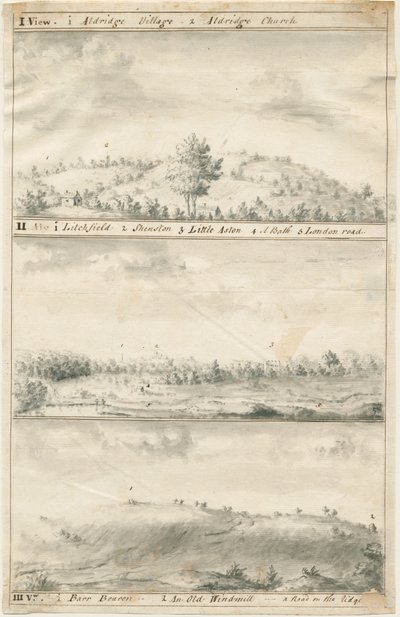 Vista panorâmica de Aldridge: desenho sépia, nd [?19 cent] (desenho) de Anonymous Anonymous