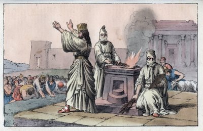 Antiga civilização persa: magos, sacerdotes oficiais e discípulos de Zarathoustra (Velho Oriente, Persas: Mago) - gravura de "Usos e costumes de todos os povos do Universo". Ou História do Governo, Leis, Milícias, Religião de Anonymous Anonymous