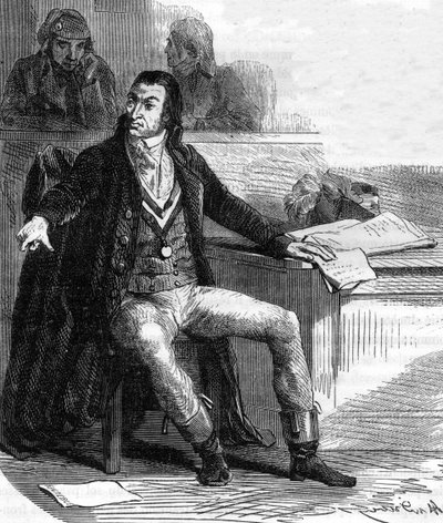 Antoine Quentin Fouquier de Tinville, dit Fouquier-Tinville (1746-1795), legislador francês e revolucionário, acusador público do Tribunal Revolucionário - Gravura no "Histoire des Girondins" de Alphonse de Lamartine (1790-1869) 1865-1866 - Colectivo priva de Anonymous Anonymous