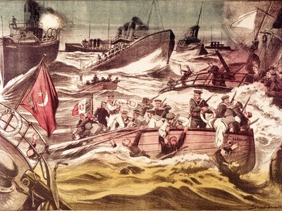 Batalha de Kunfuda (Kunfida Kunfidah): batalha naval travada em 7 e 8 de janeiro de 1912, durante a Guerra Italiano-Turca (1911-1912), no Mar Vermelho, em frente ao porto de Kunfuda, Arábia Saudita. de Anonymous Anonymous