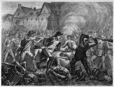 Batalha de Le Mans, em 1793, durante a Guerra de Vendee. Gravura de 1866 em "Histoire de la Revolution francaise" de Adolphe Thiers. Coleção privada. de Anonymous Anonymous