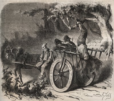 Fuga arrojada de uma força do Toulon Bagne no século XIX. Gravação em "Histoire des bagnes depuis leur création à nos jours" (1877) de Pierre Zaccone (1817-1895) (Colonia Penale - colônia penal). Coleção particular. de Anonymous Anonymous