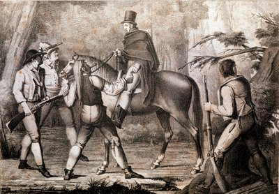 Brigands atacando um viajante a cavalo do século XIX Imprimir Coleção Particular de Anonymous Anonymous