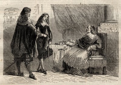Cardeais Mazarin e Jean-Baptiste Colbert, estadistas franceses de Anonymous Anonymous