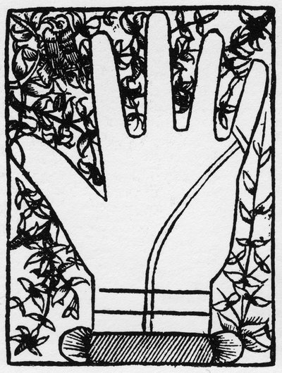 Chiromancia - Dupla Linha Mercurienne - Gravura 1545 em "A Arte do Quimio" (Art of Chiromance) de Andre Corvo - Coleção particular de Anonymous Anonymous