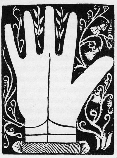 Chiromancia - Linha Saturniana - Gravura 1545 em "A Arte do Quimio" de Andre Corvo - Coleção Particular de Anonymous Anonymous
