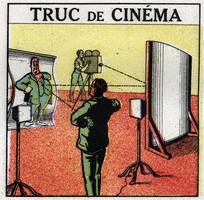 Cinematógrafo: coisas de cinema. Espelhos deformadores dão a ilusão de filmar monstros. Ilustração anônima de 1925. Coleção particular. de Anonymous Anonymous
