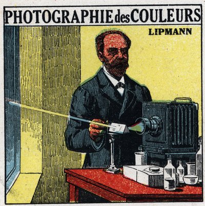 Fotografia a cores: o processo inventado por Gabriel Lippmann (1845-1921) em 1891. Ilustração anónima a partir de 1925. Coleção particular. de Anonymous Anonymous