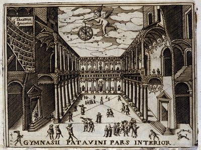 Tribunal da Universidade de Padou (Padova) na Itália, no século XVII. Gravura anónima do séc. XVII. Milanês . de Anonymous Anonymous