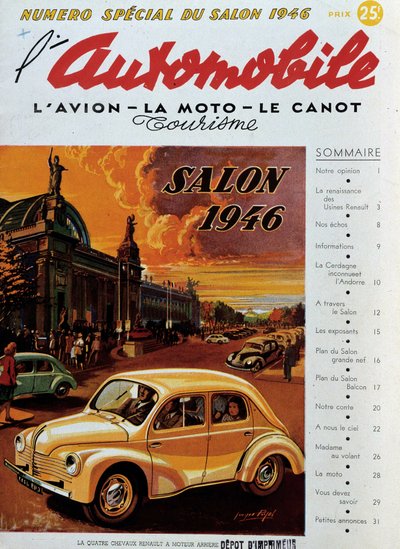 Capa de "O automóvel" publicada por ocasião do Salão Automóvel de 1946. Colecção privada de Anonymous Anonymous