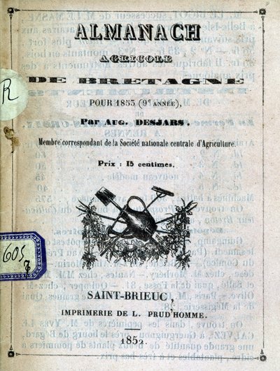 Capa do Almanach Agricole de Bretagne de Anonymous Anonymous