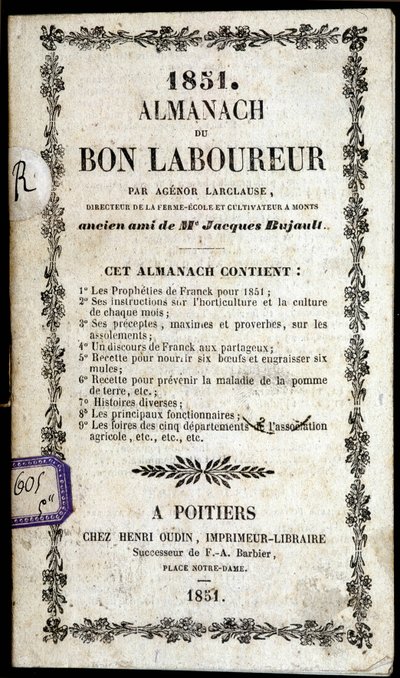 Capa do Almanach du Bon Ploureur, de Agenor Larclause, Poitiers de Anonymous Anonymous
