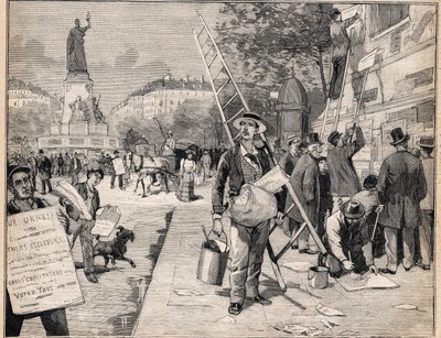 Exibição durante o período eleitoral em França. Gravura no "Le Petit Parisien" em 20/08/1893. de Anonymous Anonymous