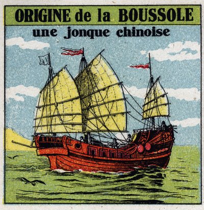 Magnetismo terrestre: lixo chinês antigo usando os primeiros comps. Ilustração anônima de 1925. Coleção privada. de Anonymous Anonymous
