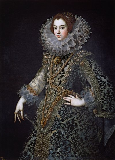 Elisabeth de France, egalement appelee Elisabeth de Bourbon - Retrato de Elisabeth de France (1602-1644), Rainha consorte de Espanha par Anónimo, c. 1620 - Óleo sobre tela de Anonymous Anonymous