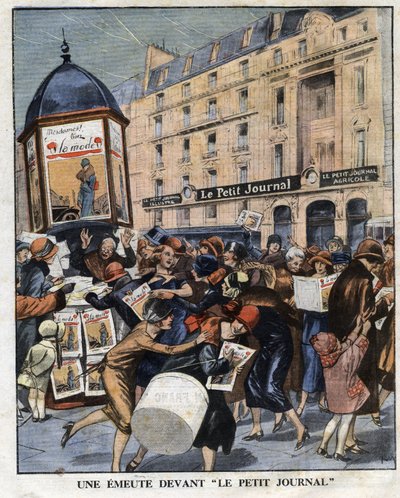 Emute des femmes no lançamento no quiosque do novo formato da revista "La mode" em Paris. Ilustração retirada da "Le petit journal" de 01/11/1925 Privee Collection de Anonymous Anonymous