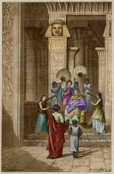Euclides apresenta a Ptolomeu Soter (Ptolomeu I Soter) seu trabalho sobre os elementos de geometria - Euclides (325-265 a.C.) matemático grego apresentado a Ptolomeu I (360-283 a.C.) Soter (salvador) ses elementos de geometria - gravação em "Vie des savant de Anonymous Anonymous