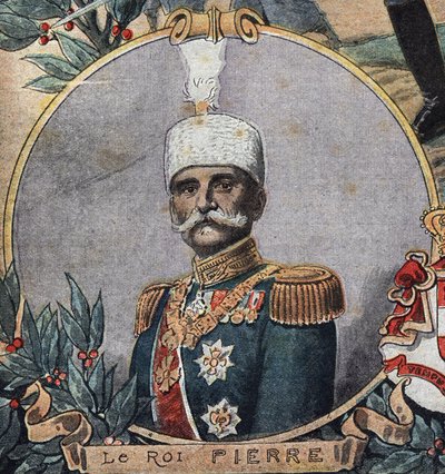 Primeira Guerra Mundial 1914-1918 (14-18): Retrato de Pedro I da Sérvia (Peter Karadordevic ou Karageorgevich de Anonymous Anonymous