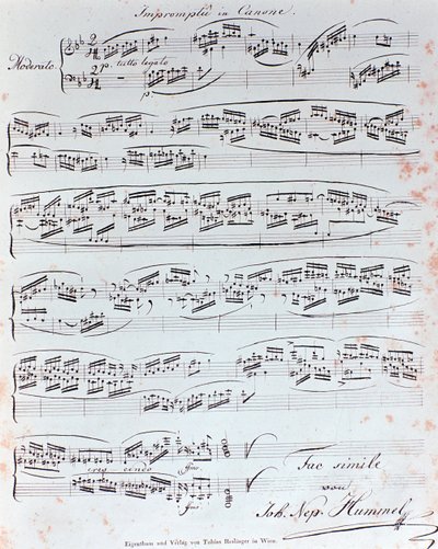 Primeira página do método de piano por J N Hummel (século XIX) de Anonymous Anonymous