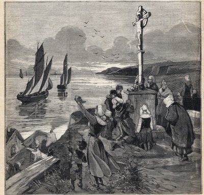 A pesca na Islândia: os pescadores deixam a Bretanha. Gravura em "Le Petit Parisien" em 12/03/1893. de Anonymous Anonymous
