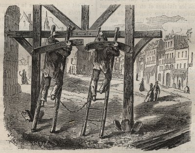 Carpinteiros forcats no Toulon Bagne, no século XIX. Gravura em "Histoire des bagnes depuis leur création à nos jours" (1877) de Pierre Zaccone (1817-1895) (Colonia Penale - colônia penal). Coleção particular. de Anonymous Anonymous