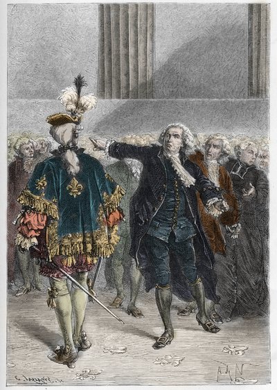 Revolução Francesa - reunião dos estados gerais em 23/06/1789: Honore Gabriel (Honore-Gabriel) Riqueti, Conde de Mirabeau (1749-1791), apóstrofo Henri Evrard (Henri-Evrard), Marquês de Dreux Breze (Dreux-Breze) (1762-1829) - Estados Gerais em Versaille de Anonymous Anonymous